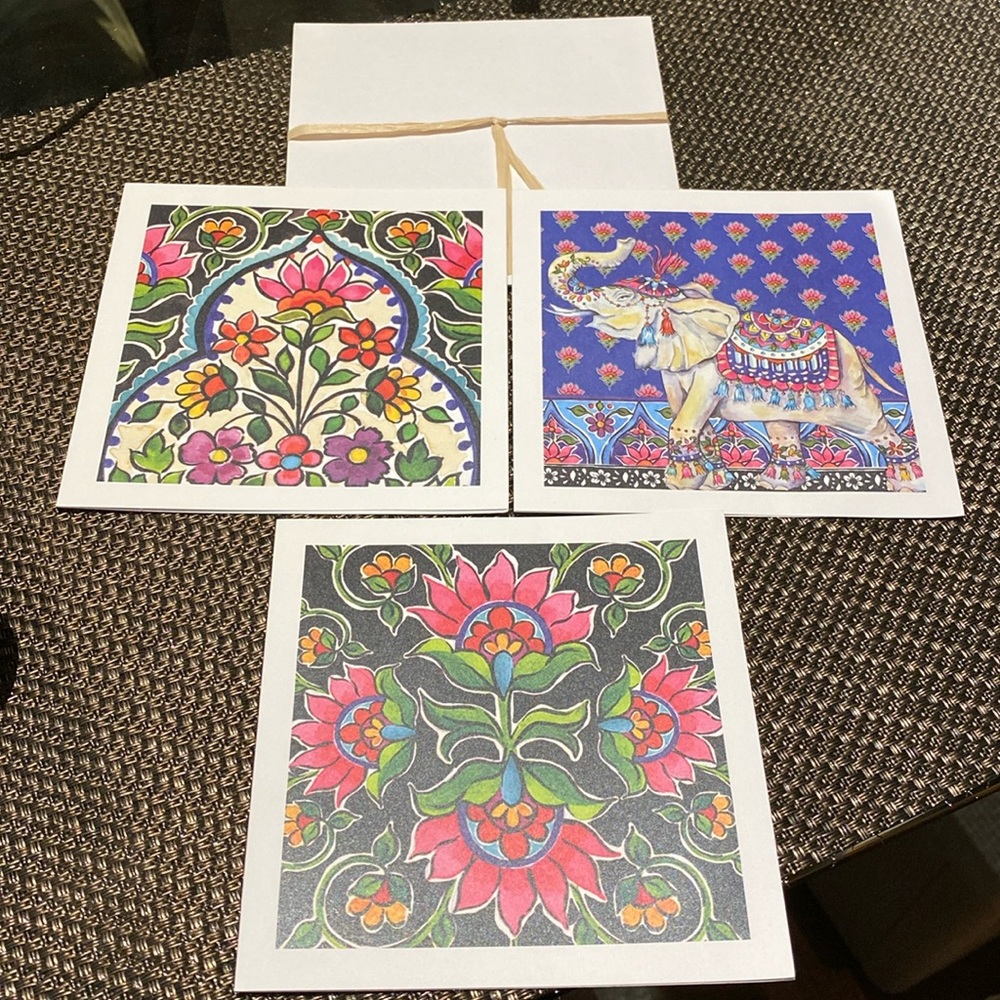 Brighton Catherine Hong India Art - Set of 3 Cards with Envelopes - Brand New